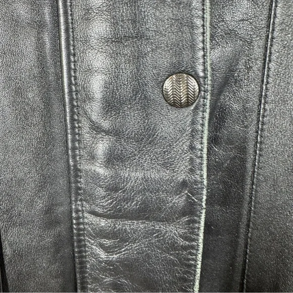 Bod & Christensen Black Leather Coat Size L Quilted Lined Hooded Jacket - Picture 5 of 16